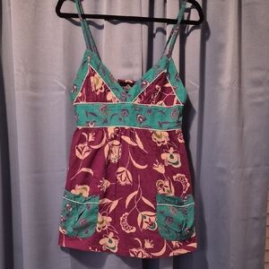 Vintage Angie Boho Babydoll Floral Cotton Top M